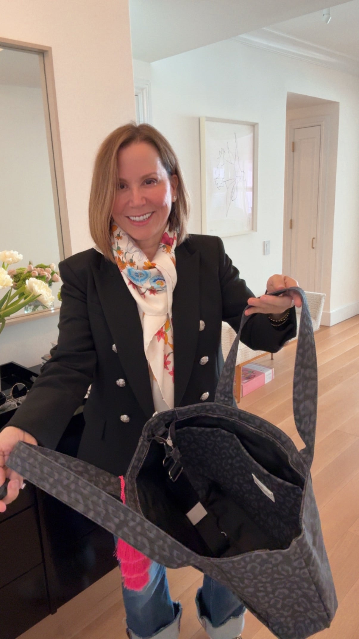 Black Leopard Midi Zipper Tote + FREE Pink Tassel - Quilted Koala