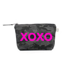 XOXO Makeup Bag Black Camo with Neon Pink Matte - Quilted Koala