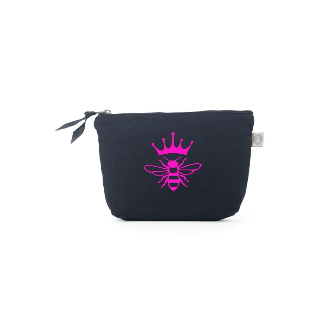 QUEEN BEE Makeup Bag- Navy with Pink - Quilted Koala