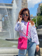 Midi Town Crossbody Bag:  NEON Pink Neoprene - Quilted Koala