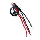 Paracord Bag Charm - Black Peace Charm with Black & Red.