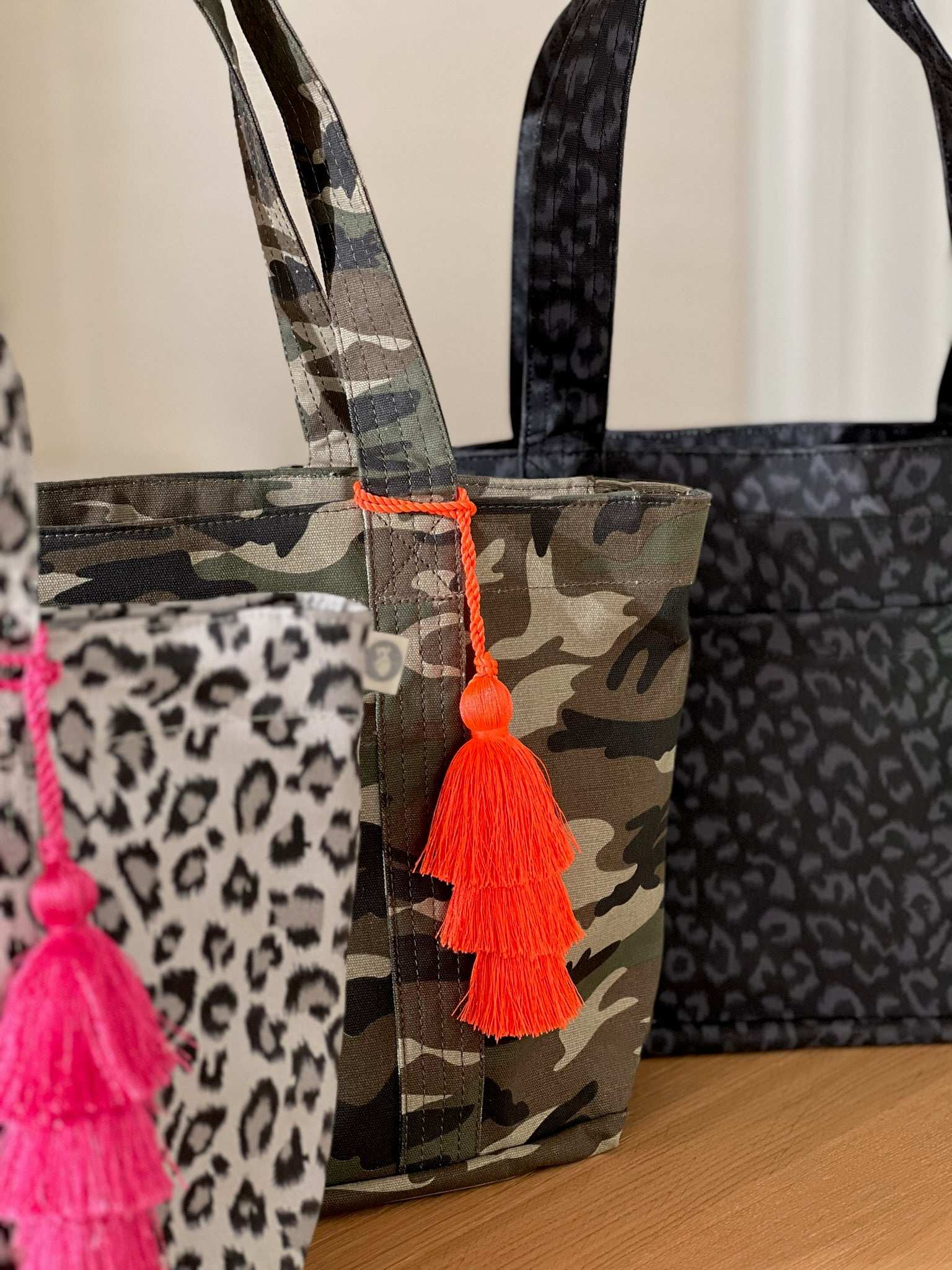Leopard Midi Zipper Tote + FREE Pink Tassel - Quilted Koala