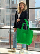 Quilted Velvet Electric Green Everything Bag + FREE Makeup Bag - Just $38 - Quilted Koala