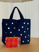 Boho Bundle: Navy Mirror Tote + FREE Boho Makeup Bag - Quilted Koala
