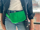 NEW Quilted Velvet Adjustable Belt Bag - Electric Green - Quilted Koala