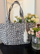 Leopard Midi Zipper Tote + FREE Natural Tassel - Quilted Koala