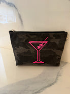 Makeup Bag: Black Camo -Martini Glass - LAST ONE! - Quilted Koala