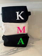 Dopp Bag - Black with Single Letter Monogram - Quilted Koala