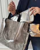 Grey Crushed Velvet Luxe North South Bag Gift Set - CYBER OFFER - Quilted Koala