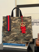 Green Camo Luxe North South Bag + FREE Red Tassel + FREE Gold Peace Charm + FREE Navy/Red Stripe Strap - Quilted Koala