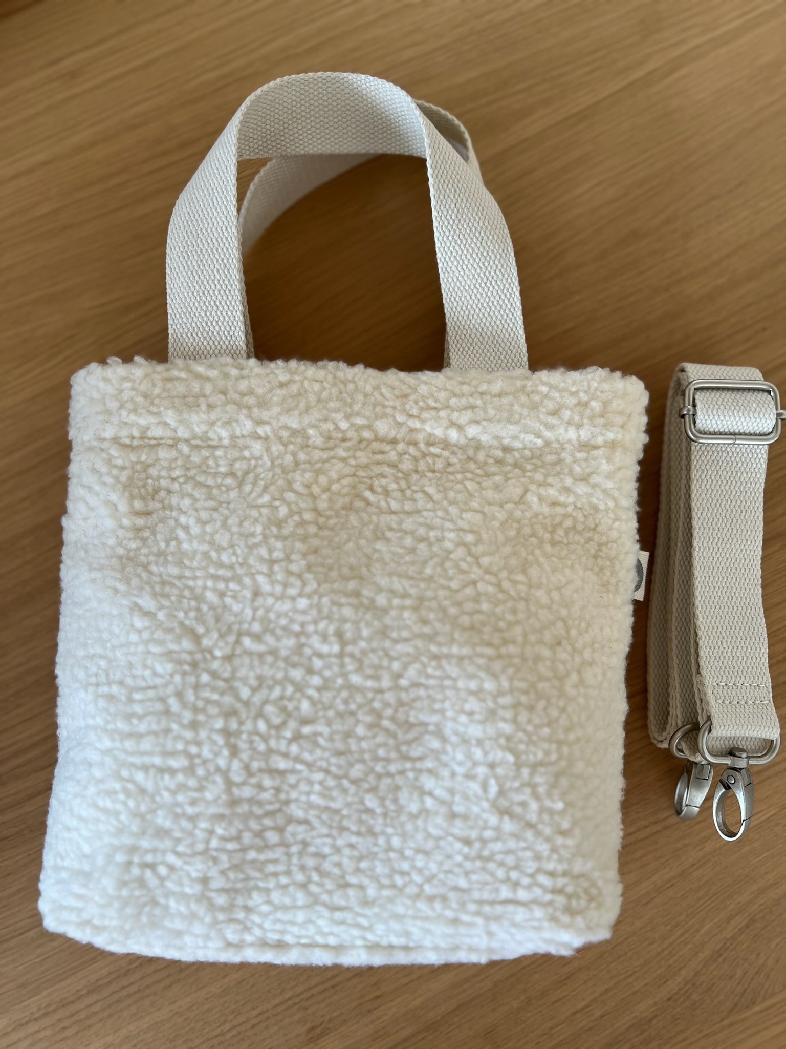 Midi Town Crossbody Bag: Ivory Sherpa - Quilted Koala