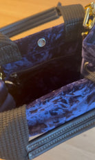Blue Velvet Mini Luxe North South + FREE Navy/Gold Stripe Strap - Quilted Koala