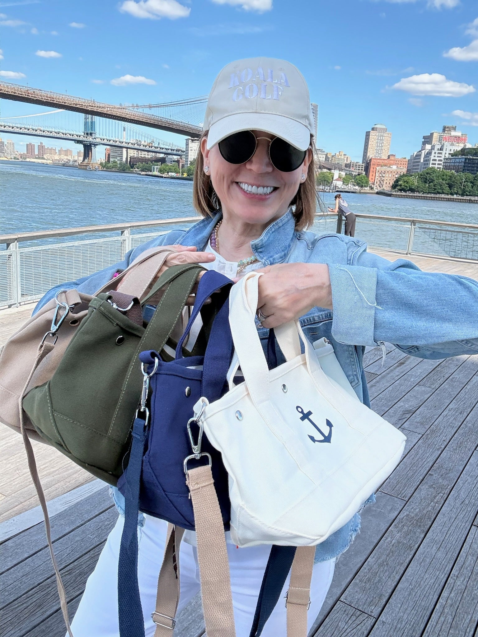 The Seaport Boat Bag - Natural Canvas Single Letter Monogram - Quilted Koala