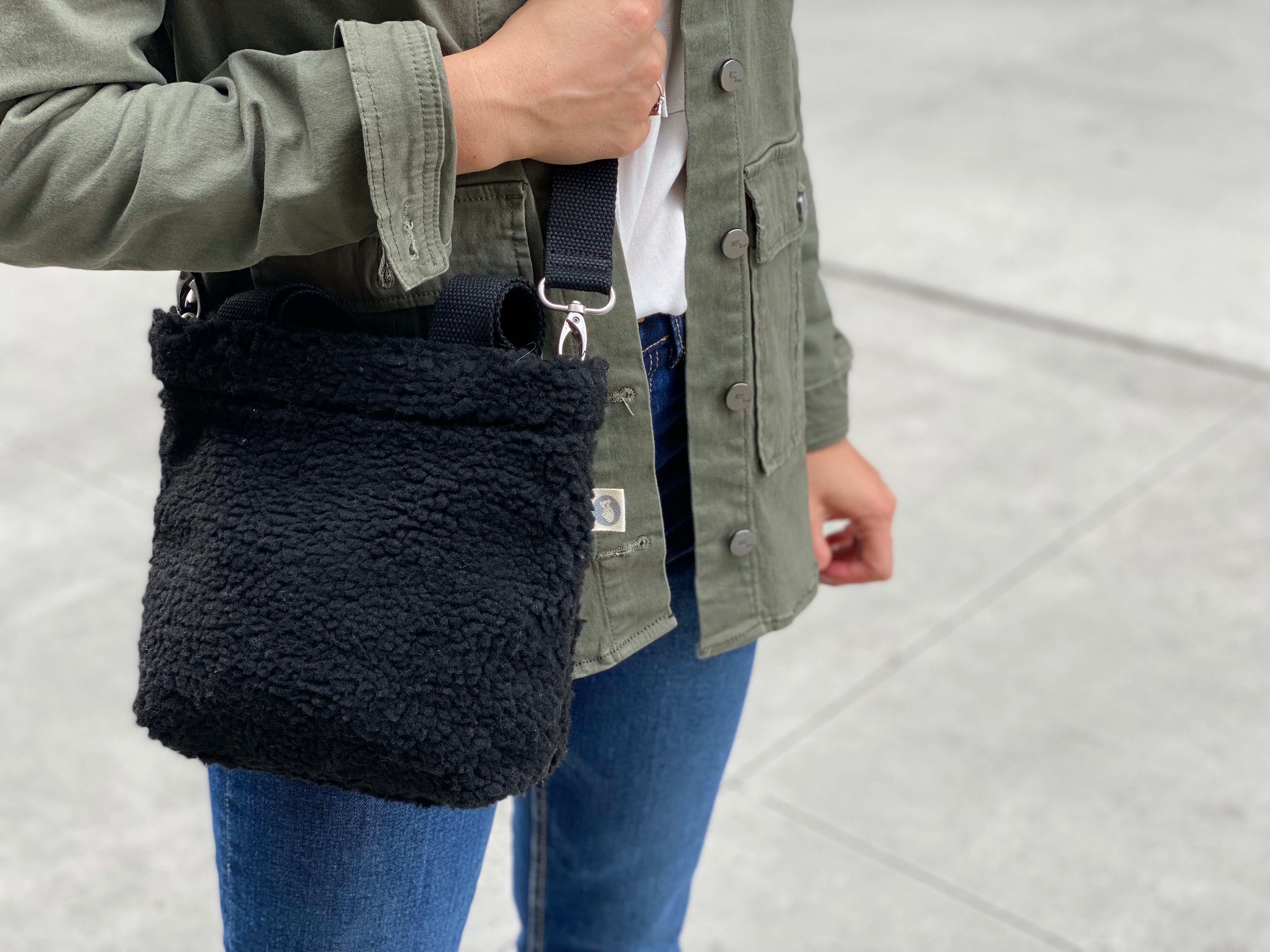 Midi Town Crossbody Bag: Black Sherpa – Quilted Koala