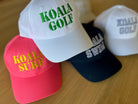 SPECIAL PREORDER! Koala Baseball Caps - "KOALA SWIM" in Navy & White - Quilted Koala