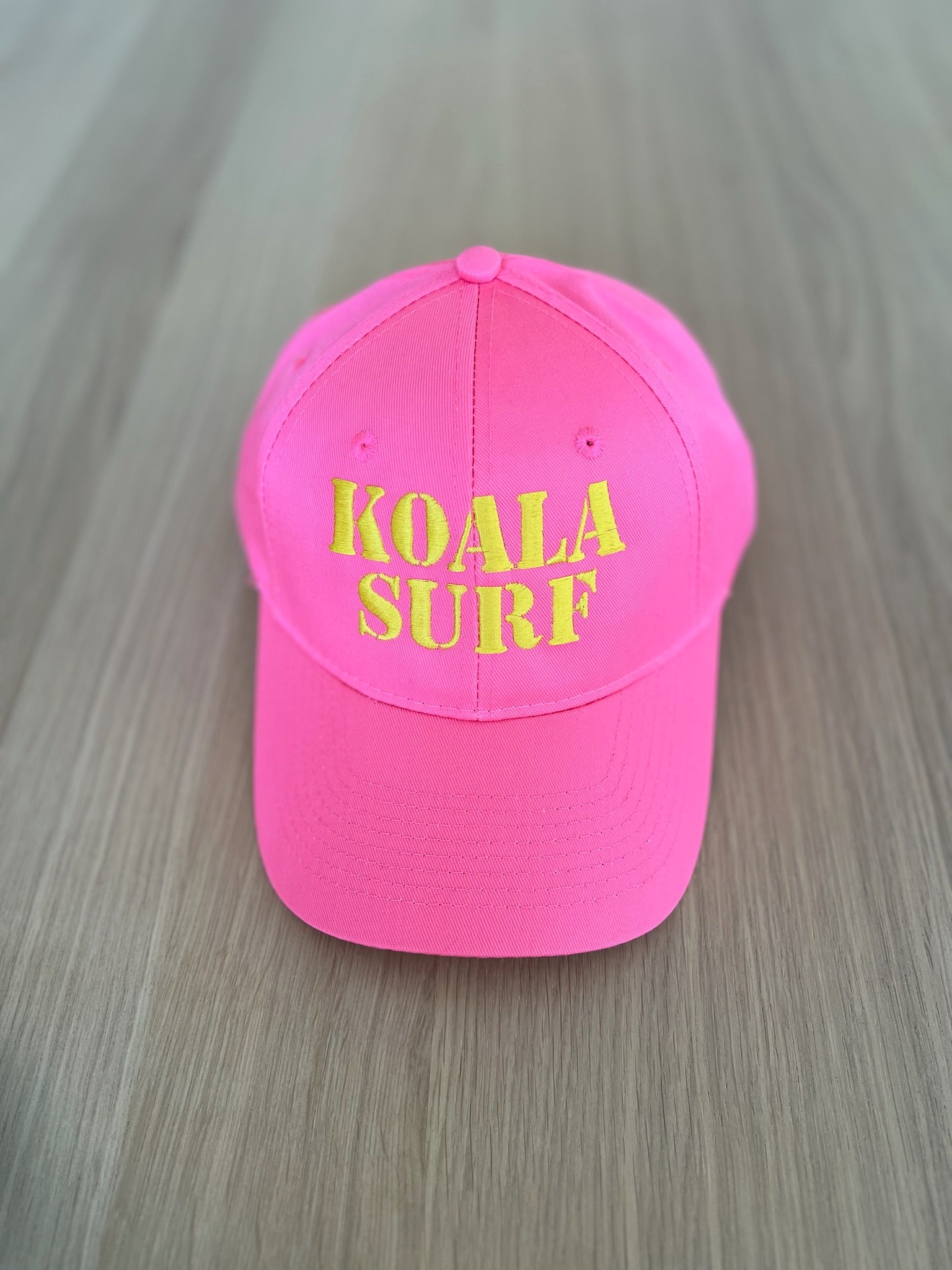 SPECIAL PREORDER! Koala Baseball Caps - "KOALA SURF" in Watermelon & Yellow - Quilted Koala