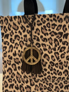 NEW! MOCHA Vegan Leather Tassel + Gold Peace Sign Charm - Quilted Koala