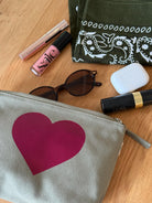 Olive Makeup Bag: Wine Heart - Quilted Koala