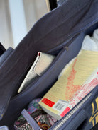 NEW! Anywhere Bag with Trolley Sleeve in Navy SPLIT LETTER MONOGRAM - Quilted Koala