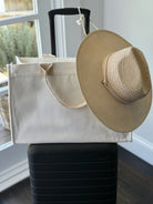 NEW! Anywhere Bag with Trolley Sleeve in Natural MONOGRAM STRIPE - Quilted Koala