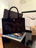 SPECIAL! Black Velvet Midi East West Crossbody + FREE Black Leopard Clutch - Quilted Koala