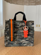 Stephanie's Pick: Green Camo Luxe North South Bag + FREE Orange Tassel + FREE Gold Peace Charm + FREE Olive/Orange Stripe Strap - Quilted Koala