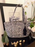 Leopard Midi Zipper Tote + FREE Black Tassel - Quilted Koala