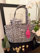 Leopard Midi Zipper Tote + FREE Pink Tassel - Quilted Koala