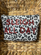 SLEIGH ALL DAY Leopard & Red Glitter Makeup Bag - Quilted Koala