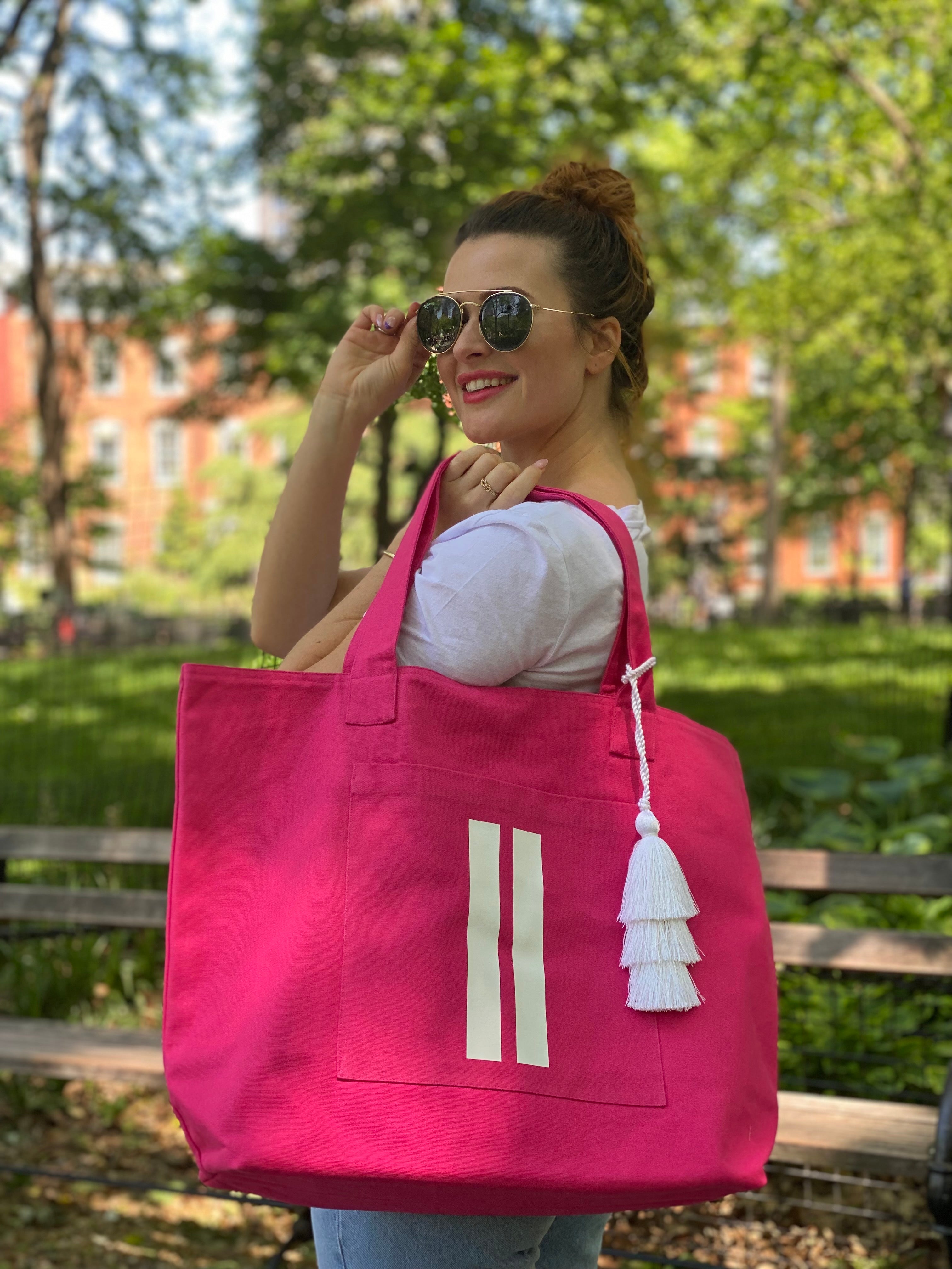 Hot pink beach bag online