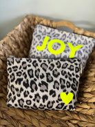 Leopard Makeup Bag with Neon Yellow Matte Petite Heart - Quilted Koala