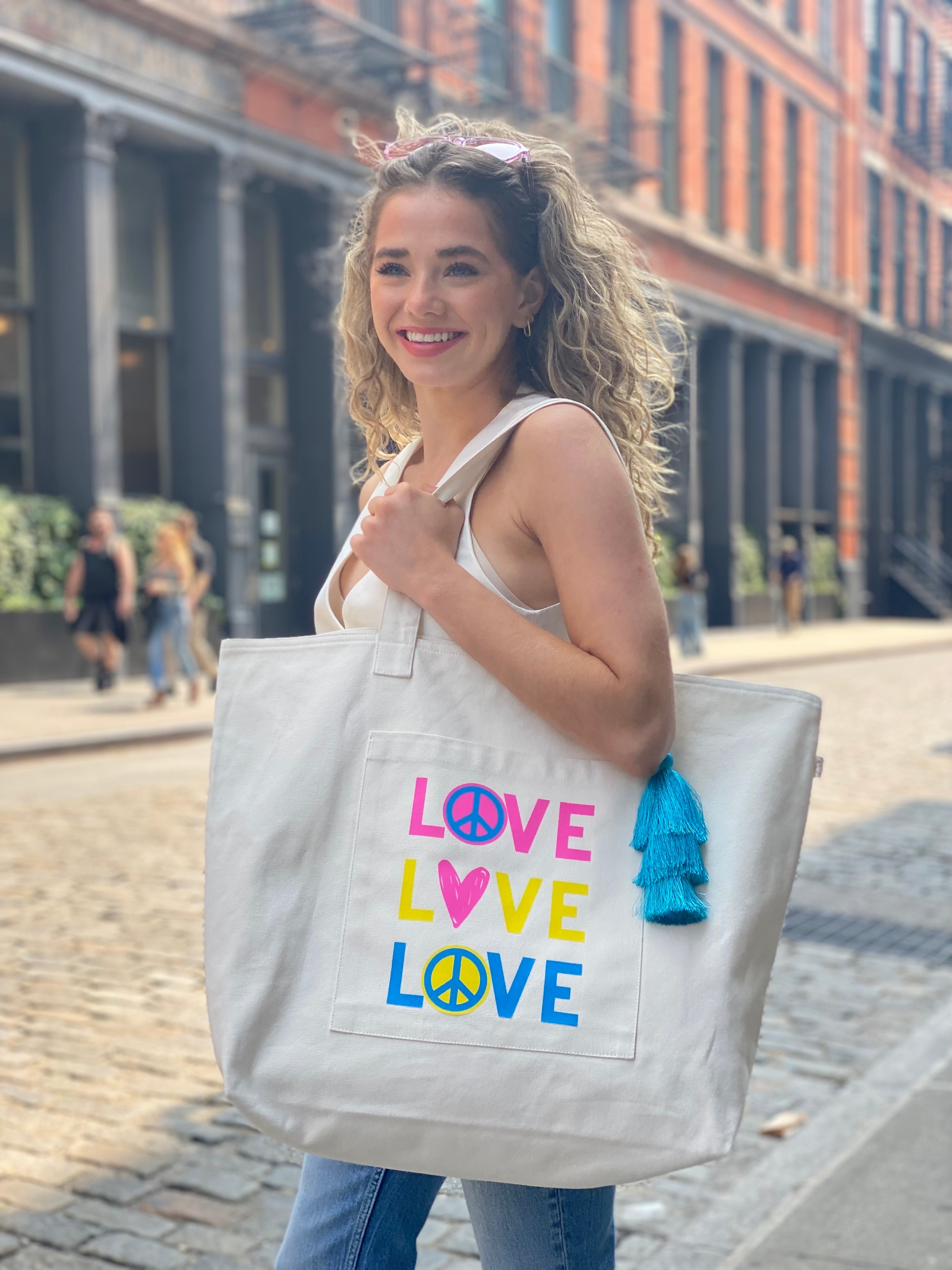 Everything Bag Natural with LOVE LOVE LOVE - Quilted Koala