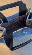 Grey Velvet Mini Luxe North South + FREE Pink/Grey PEACE LOVE Strap - Quilted Koala