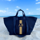 Chelsea Bag - Navy with Monogram Stripe - Quilted Koala