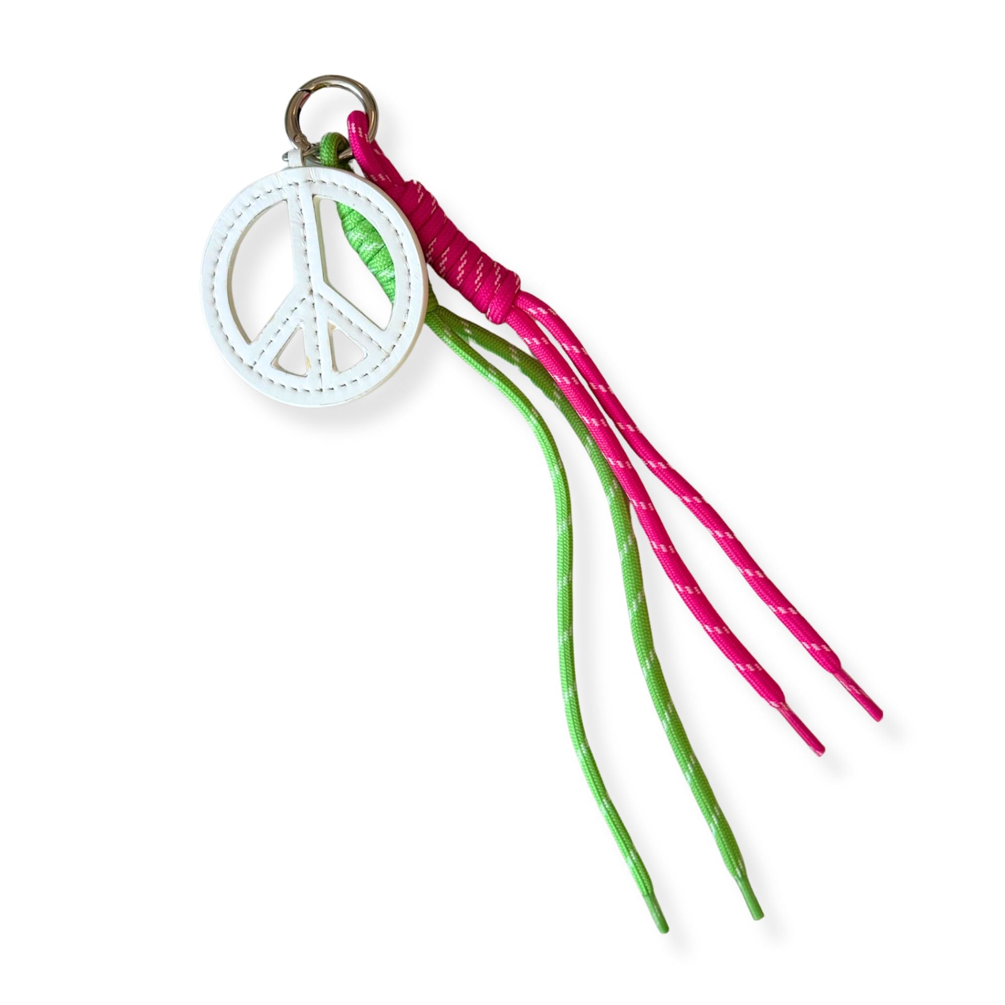 Neon Yellow Neoprene Town Bag with Peace Sign Paracord Charm - Quilted Koala