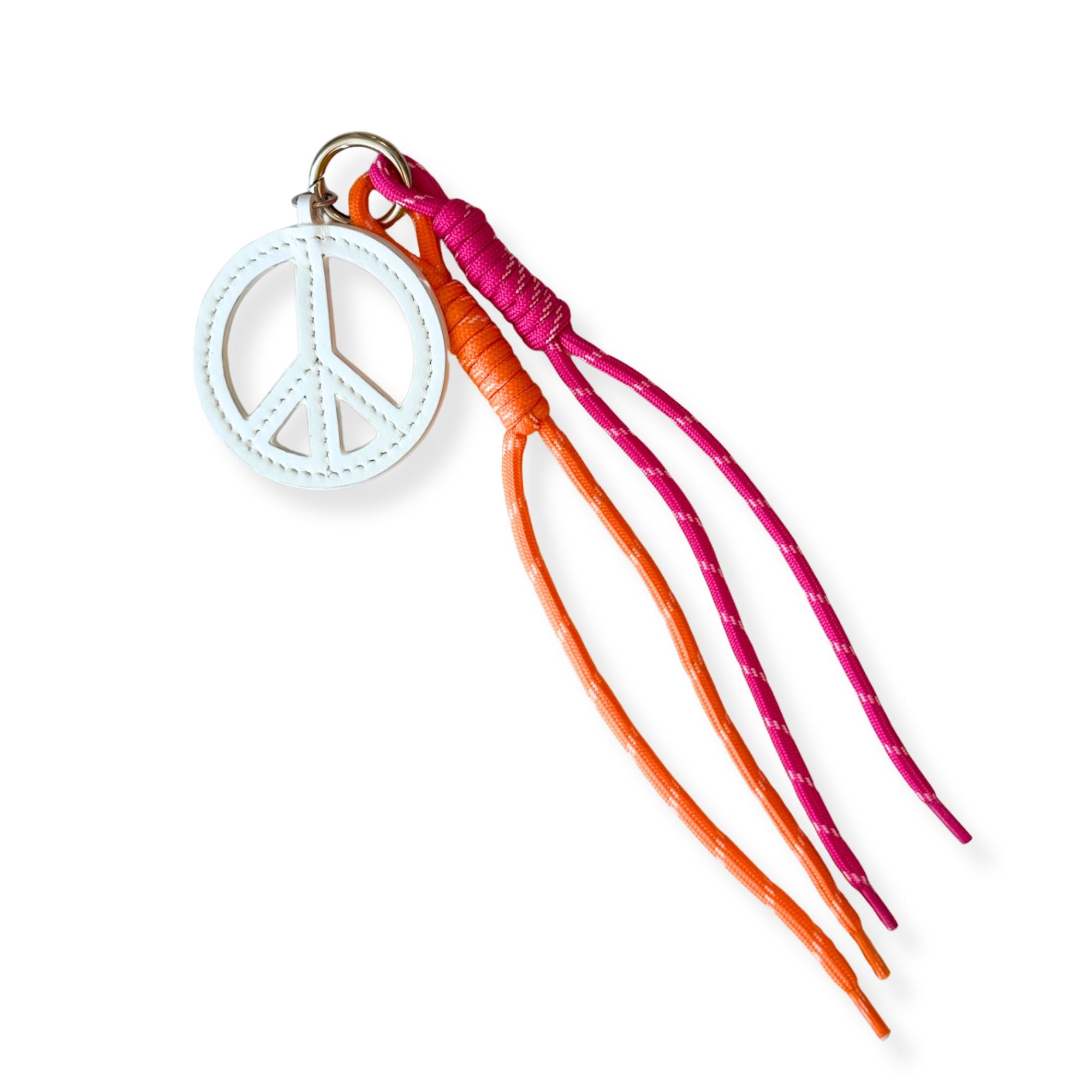 Neon Orange Neoprene Town Bag with Peace Sign Paracord Charm - Quilted Koala