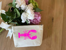 Makeup Bag Natural with Hot Pink Lobster - Quilted Koala