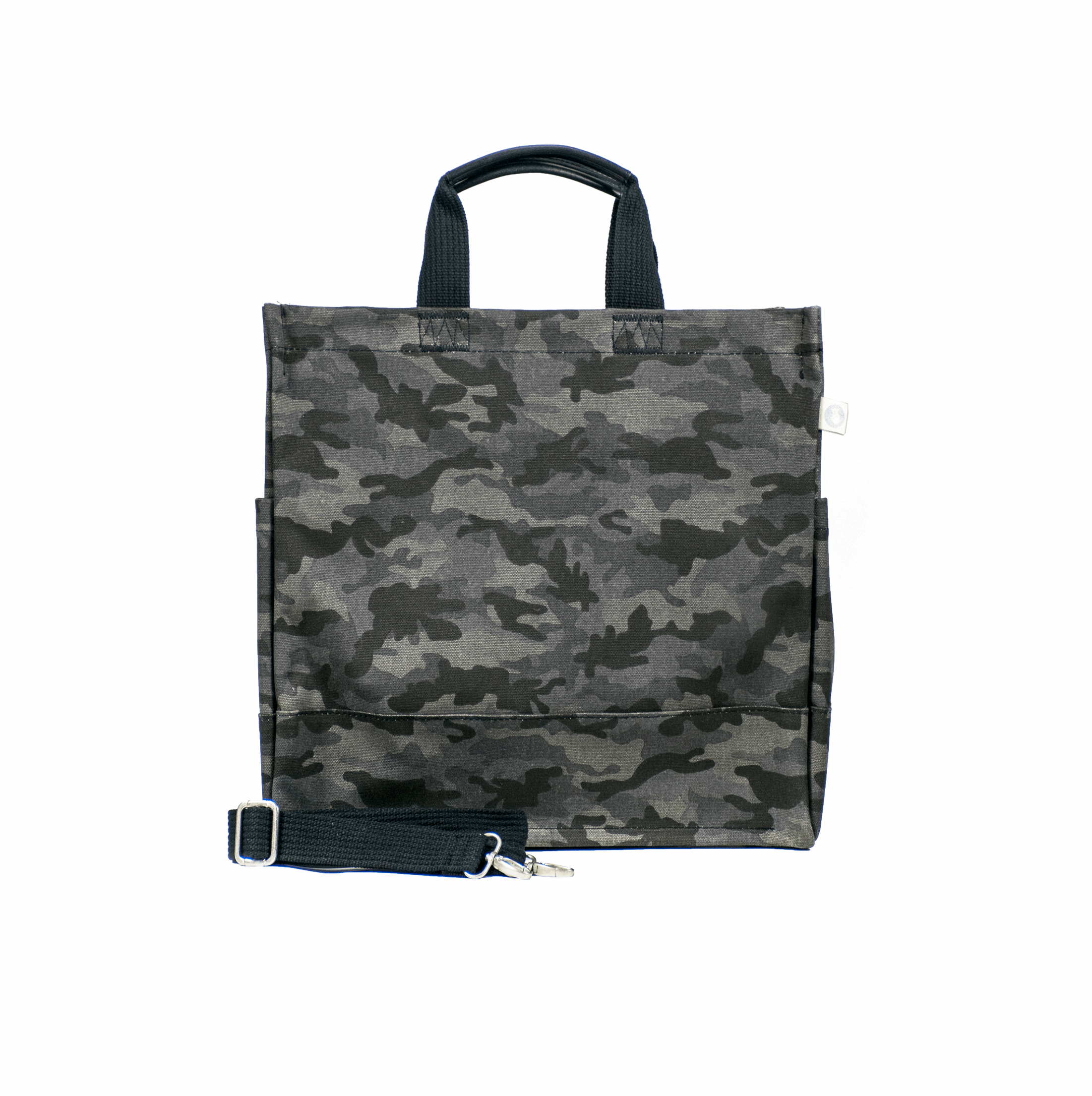 Color Stripes: Black Camo North South Bag with Stripe Strap - Quilted Koala