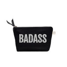 BADASS Makeup Bag Black with Silver Glitter - Quilted Koala