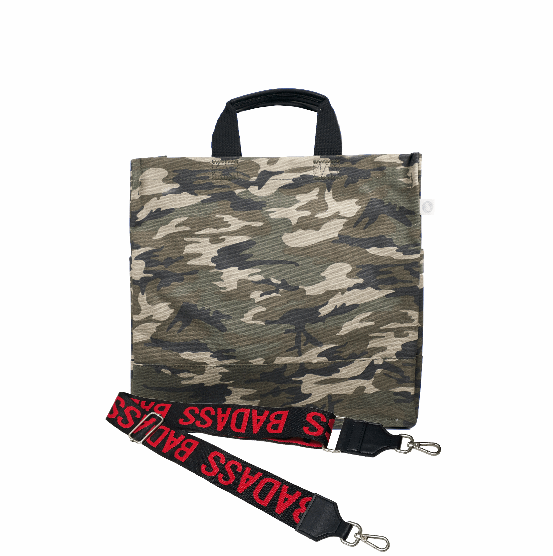 Color Stripes: Green Camo North South Bag with Stripe Strap - Quilted Koala