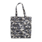 Upright Bag: Grey Camouflage with Light Blue Pom Poms - Quilted Koala