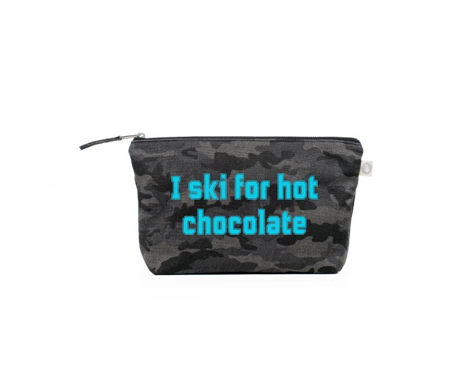 I SKI Hotel Chocolate Clutch Bag: Black Camo - Capri Blue - Quilted Koala