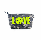 Clutch Bag: Grey Camo - Neon Yellow Pickleball LOVE - Quilted Koala