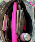 Green Camo Midi Zipper Tote + FREE Orange Tassel - Quilted Koala