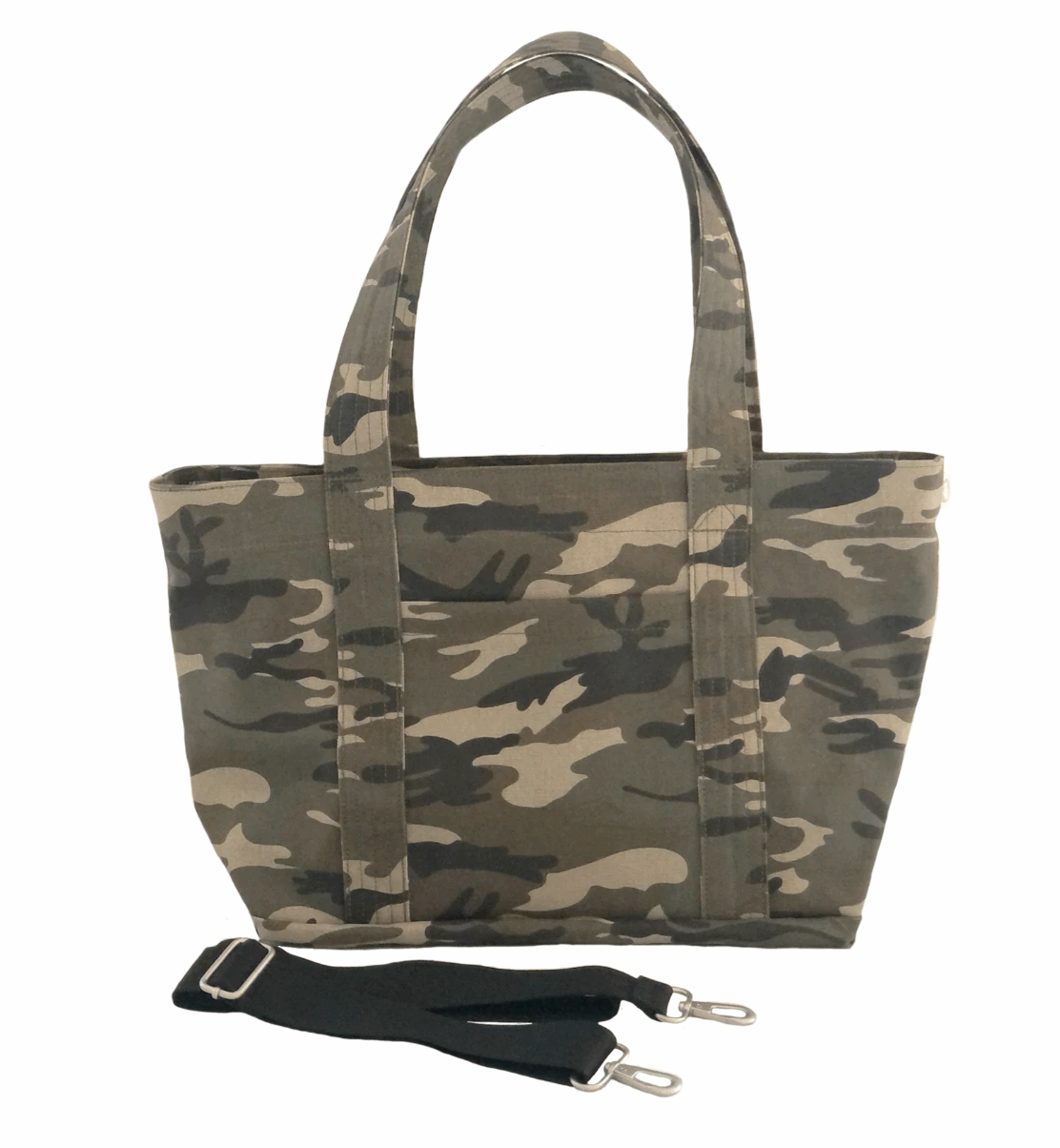 Green Camo Midi Zipper Tote + FREE Orange Tassel - Quilted Koala