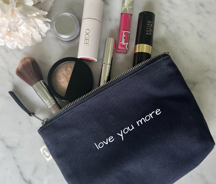 LOVE YOU MORE Navy Makeup Bag - NEW! - Quilted Koala