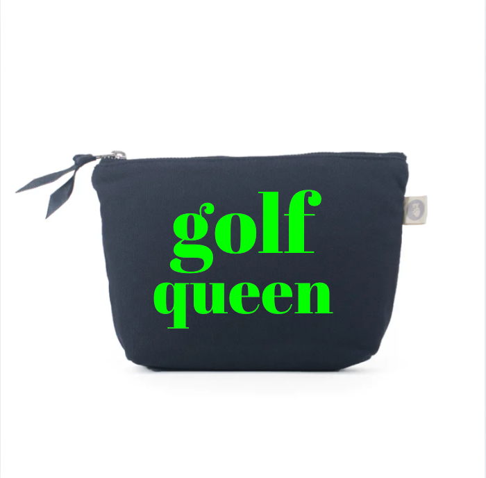 Golf Queen Navy Makeup Bag- Neon Green - NEW! - Quilted Koala