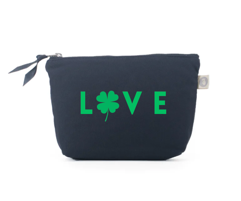 LOVE with a SHAMROCK Navy Makeup Bag - NEW! - Quilted Koala