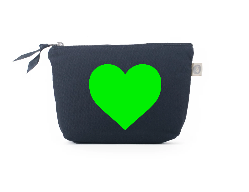 GREEN HEART Navy Makeup Bag - NEW! - Quilted Koala