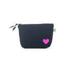 Navy Makeup Bag with Pink Heart - NEW! - Quilted Koala